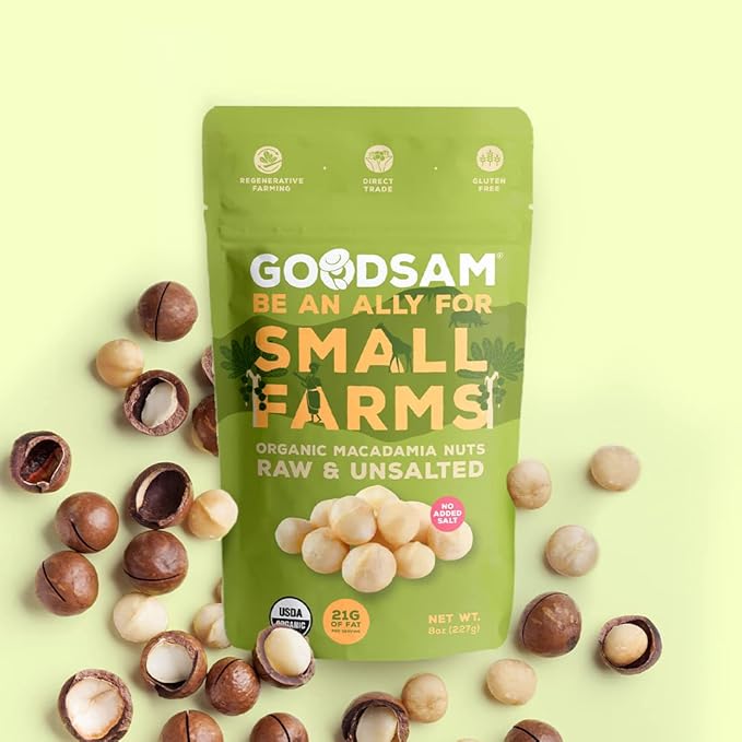 goodSAM Organic Raw Macadamia Nuts – Unsalted, Whole Nuts – Buttery Creamy Flavor – Sustainably