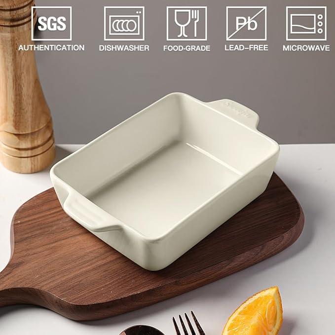 Sweejar Ceramic Baking Dish, Rectangular Small Baking Pan with Double Handles, 20 Oz for Cooking
