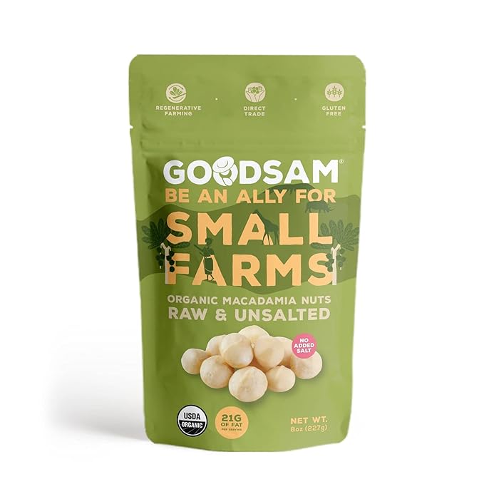goodSAM Organic Raw Macadamia Nuts – Unsalted, Whole Nuts – Buttery Creamy Flavor – Sustainably