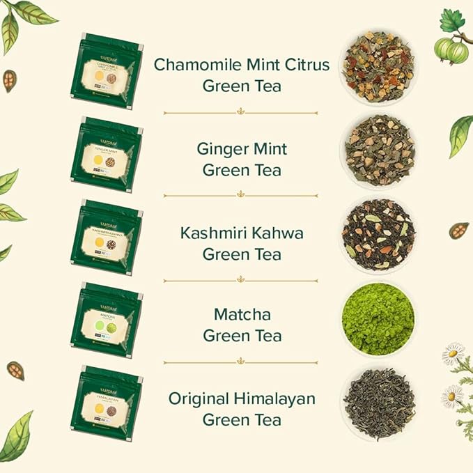 VAHDAM, Assorted Green Tea Loose Leaf Tea Gift Set (10 Flavors) Gift Ideas for Women & Men | Exotic