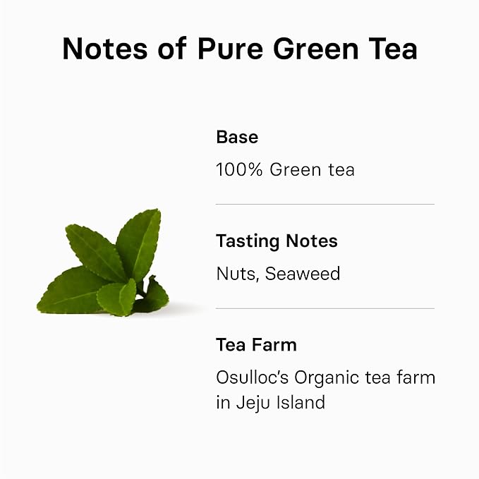 OSULLOC Pure Green Tea (Mild, Clean tasting Aroma), USDA Organic, Premium Blended Tea from Jeju