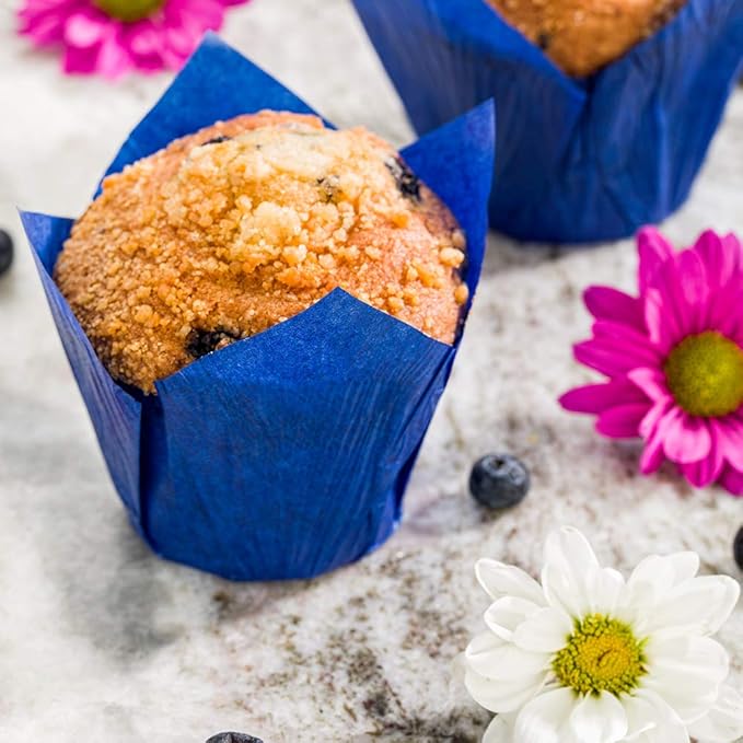 Restaurantware Panificio Premium 4 oz Blue Paper Tulip Baking Cup Paper Baking Cups Perfect for