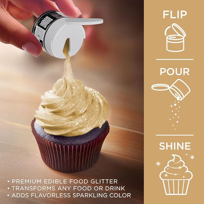 Bakell - Bright Gold Tinker Dust (5g, 1x Jar) Edible Glitter for Food, Desserts, and Beverages!