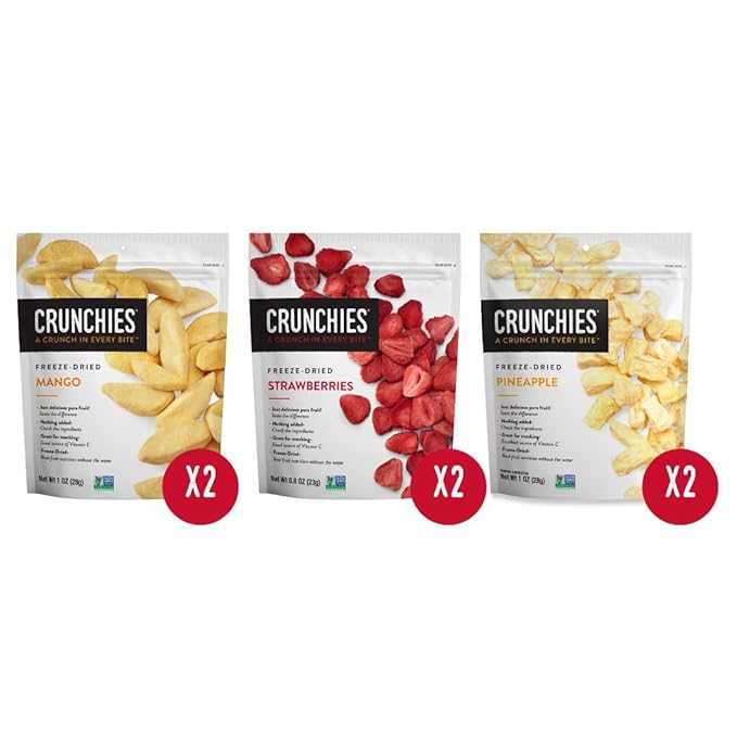Crunchies Freeze-Dried Fruits, 100% All Natural Crispy Fruit, Non GMO and Kosher, Resealable Freeze