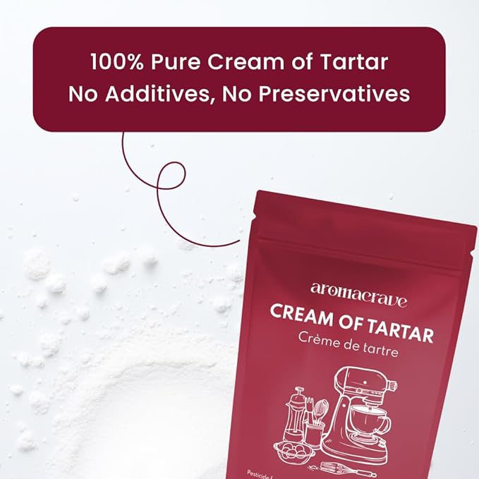 AROMACRAVE Cream of Tartar Powder, High-Purity Potassium Bitartrate for Baking & Cooking