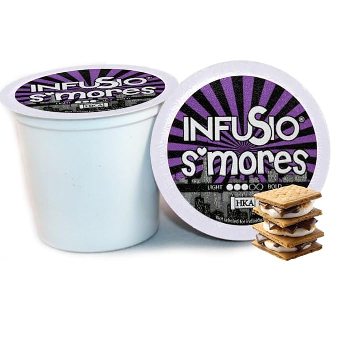 InfuSio Coffee Pods 96 Count S'mores Medium Roast Flavored Single Serve Coffee Pods for Keurig K
