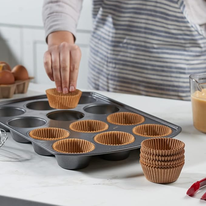 Gusto [500Pcs] Kraft Standard Cupcake Liners for Baking - Food Grade & Grease-Proof Muffin Liners