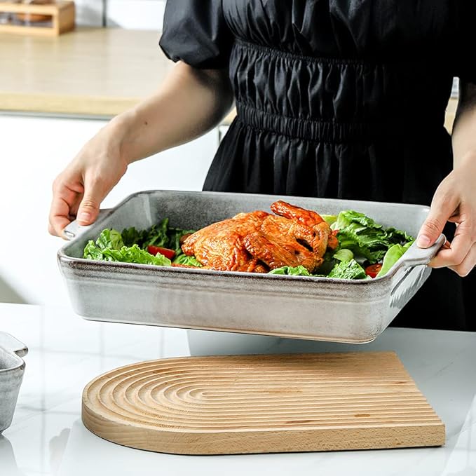 KOOV Bakeware Set, Ceramic Baking Dish Set, Rectangular Casserole Dish Set, lasagna Pan, Baking