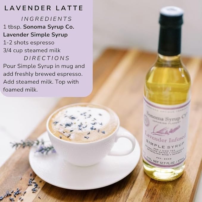 Sonoma Syrup Co. Lavender Infused Simple Syrup 12.7 fl oz | for Coffee, Cocktails, and Cooking |
