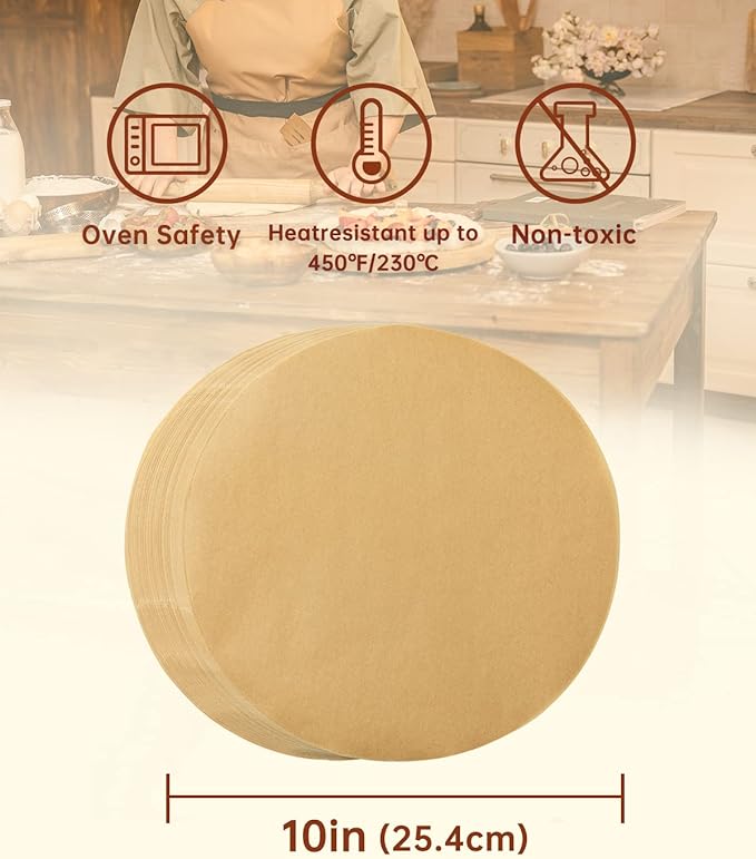 Katbite 200Pcs 10 Inch Parchment Paper Rounds, Unbleached & Non-stick, Precut Parchment Circles for