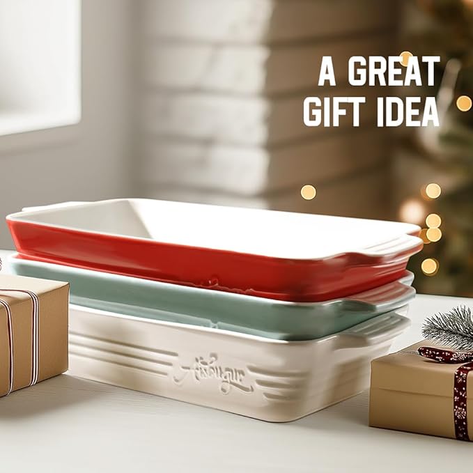 Casserole Dishes for Oven,9x13 Ceramic Baking Dish,4.2 Quarts Large Lasagna Pan with Handles Deep