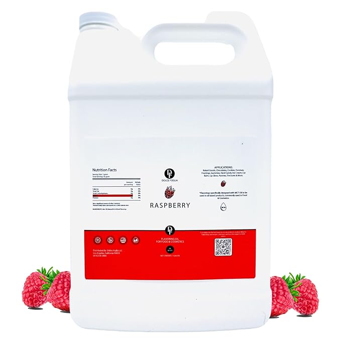 Dolce Flav Raspberry Extract (Oil-Soluble) 1 Gallon ??Kosher, Sugar-Free, Concentrated Raspberry