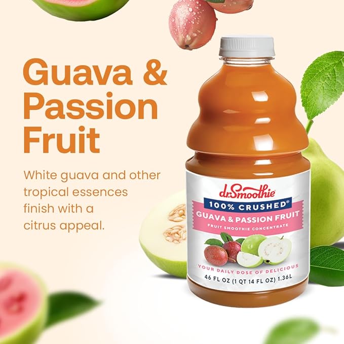 Dr. Smoothie 100% Crushed Guava & Passion Fruit ??No Added Sugar, Made with Real Fruits/Fruit Juice