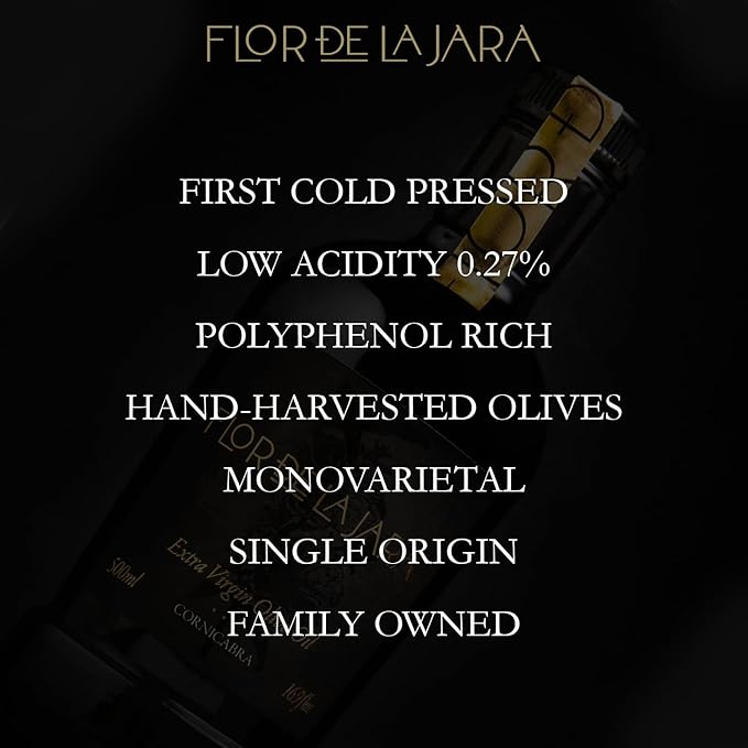 FLOR DE LA JARA Premium Extra Virgin Olive Oil from Spain, First Cold Pressed, Polyphenol-Rich