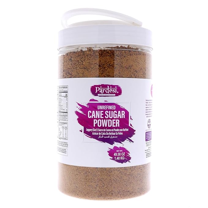 PARDESI Unrefined Cane Sugar Powder 3.08LB (1.4 KG) AKA Jaggery (Gur) I Shakkar Powder I Pure & Raw