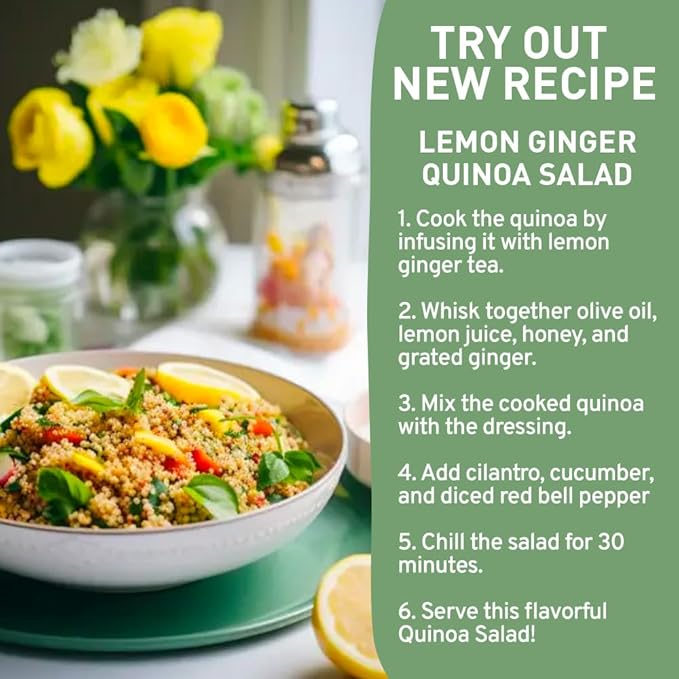 HANDPICK, Lemon Ginger Herbal Tea - 100 Pyramid Tea Bags | 100% Natural Ingredients, Tasty &