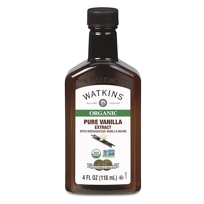 Watkins Organic Pure Vanilla Extract, with Madagascar Vanilla Beans, Non-GMO, Kosher, 4 oz. Bottle