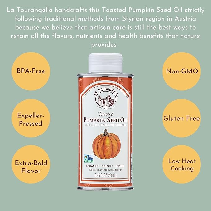 La Tourangelle, Toasted Pumpkin Seed Oil, Great for Cooking, Salad Dressings, Pastas, and Spreads