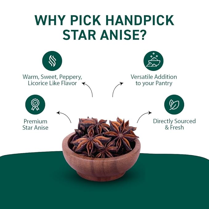 HANDPICK Star Anise Whole (200g/7oz) Gluten Free, 100% Raw Whole Chinese Pods, Premium Quality