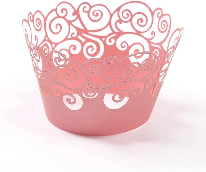 Cupcake Wrappers, KPOSIYA 100 Pack Cupcake Wraps Filigree Artistic Bake Cake Paper Cup Little Vine