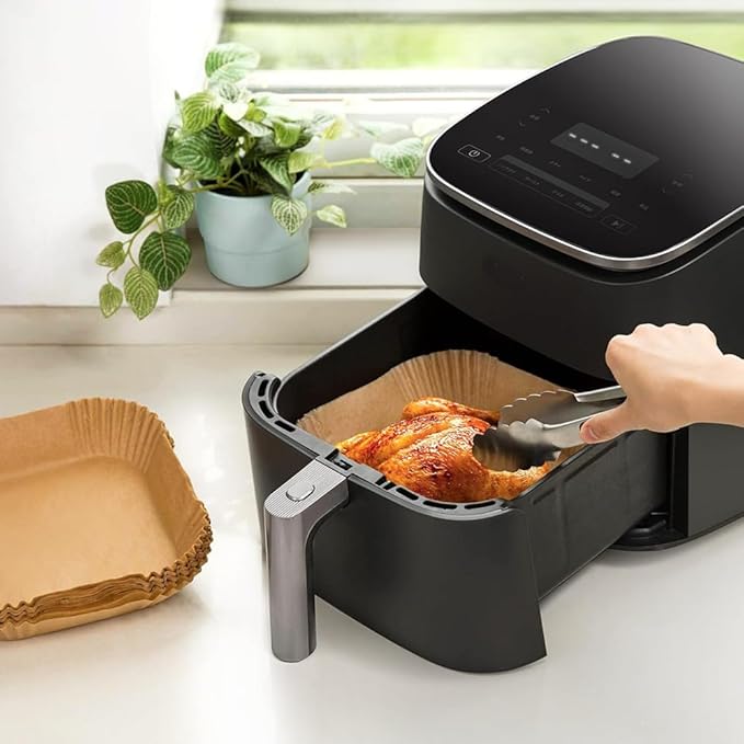 8'' Air Fryer Liners Disposable 100pcs - Non Stick Grease Proof Parchment Paper, Fits 5-8 Quart