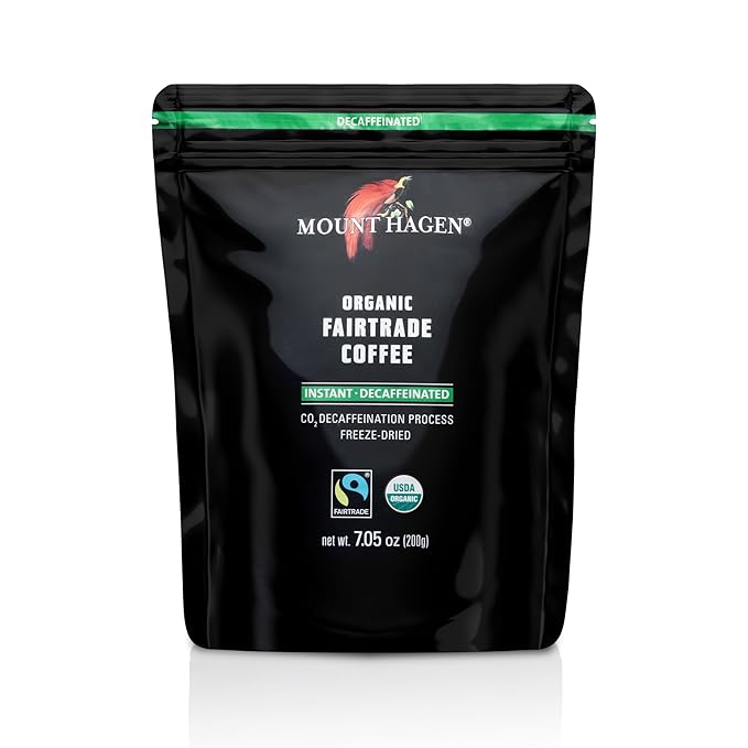Mount Hagen 7.05oz Organic Freeze Dried Instant Decaf Coffee | Made From Organic Medium Roast
