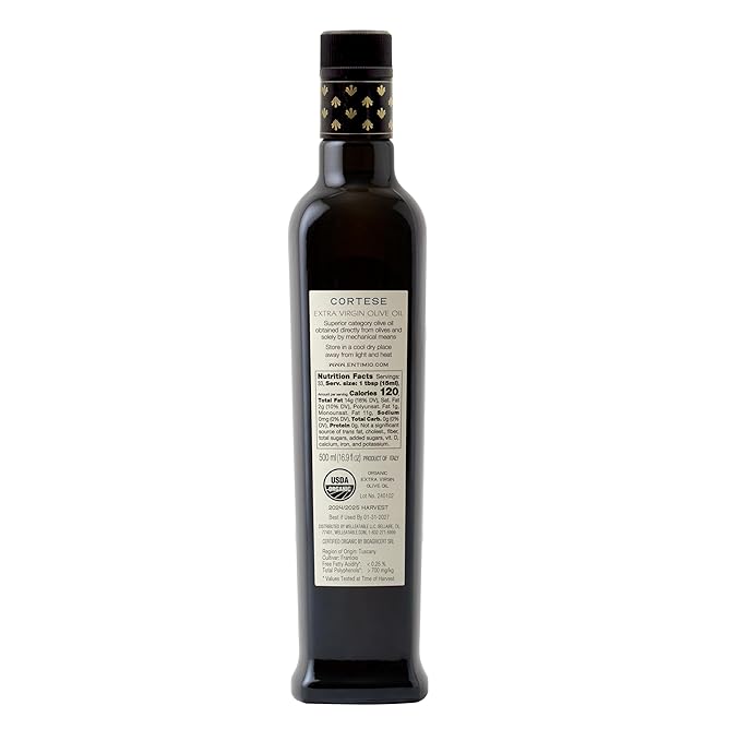 Entimio Cortese +700 mg/kg Polyphenol Rich Organic Extra Virgin Olive Oil, New 2024-2025 Early