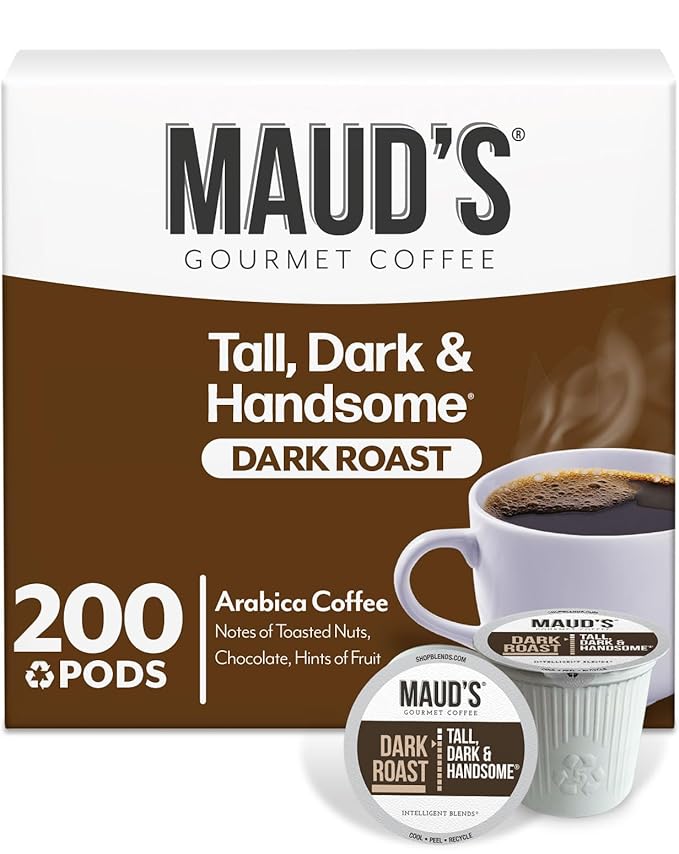 Maud's Dark Roast Coffee Pods, 200ct, Recyclable Single Serve Pods – 100% Arabica Coffee