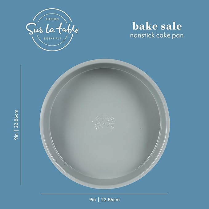 SUR LA TABLE Kitchen Essentials Bake Sale 9 Inch PFOA, PFAS, PTFE Free Nonstick Round Cake Pan