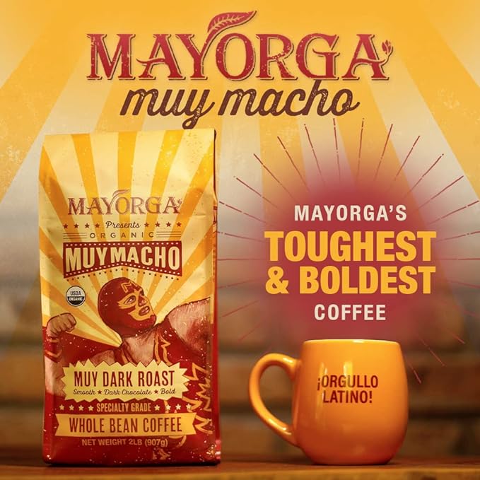 Mayorga Intense Dark Roast Coffee, 2 lb bag - Muy Macho Blend, the World's Strongest Organic Coffee
