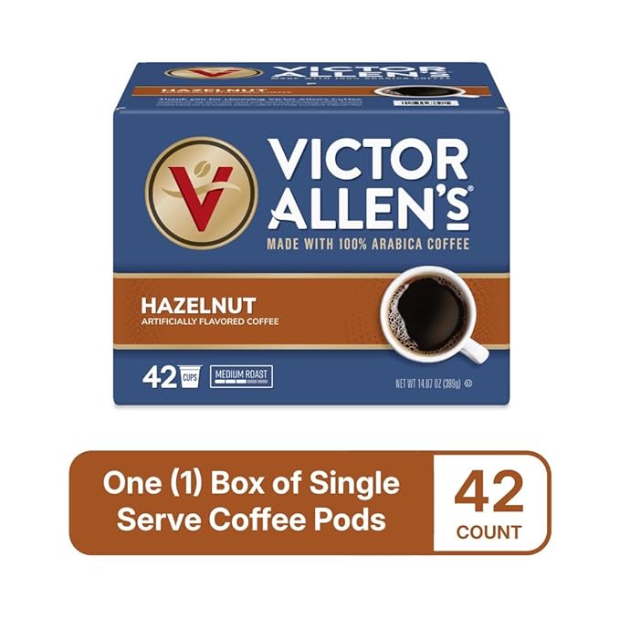Victor Allen's Coffee Hazelnut Flavored, Medium Roast, 42 Count, Single Serve Coffee Pods for