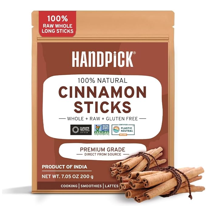 HANDPICK, Cinnamon Sticks (7 oz) 100% Raw, Non-GMO, Gluten-Free | Premium Quality | Resealable
