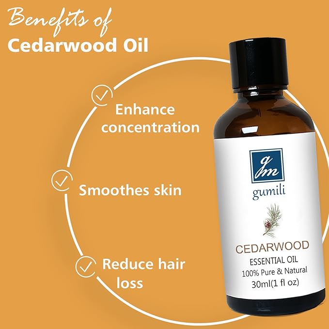 Cedarwood Essential Oil 1 Oz, 100% Pure Natural Cedarwood Oil, Aromatherapy Essential Oils for