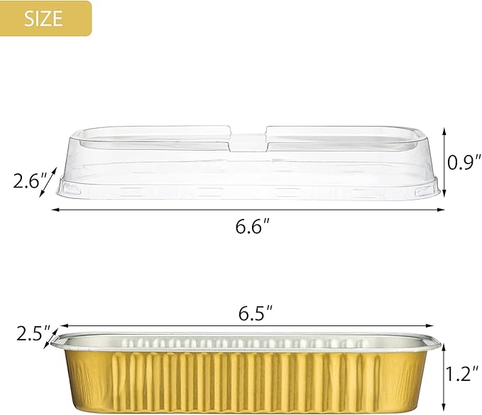 EUSOAR Gold Cupcake liners with Lids, 50pcs 6.8oz 6.5"x2.5"x1.2" Aluminum Disposable Ramekins Pan