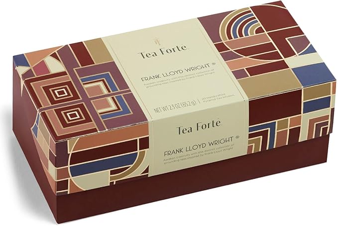 Tea Forte Frank Lloyd Wright Presentation Box Tea Gift Set Sampler, 20 Count 2 of Each Variety