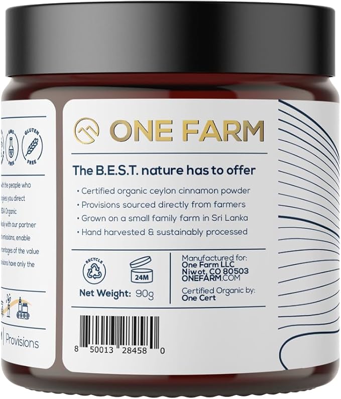Organic Ceylon Cinnamon, Single Estate, Freshly Ground Premium Sri Lanka Cinnamon, Non-GMO