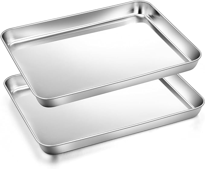 2Pcs Baking Sheet Pan Set, Joyfair Stainless Steel Cookie Sheets, Commercial Metal Pans Toaster