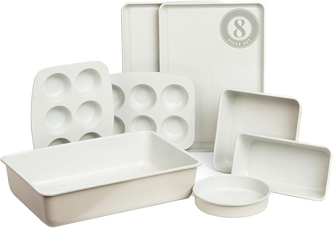 Larder & Vine 8-Piece Bakeware Set | Non-Stick Baking Set with Ceramic Finish | PFAS, PFOA, PTFE