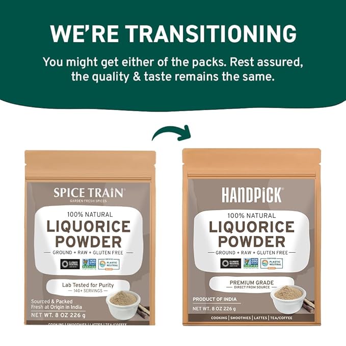 HANDPICK Licorice Root Powder (226g/8oz) Non GMO, Gluten Free, 100% Raw Ground Mulethi, Sourced