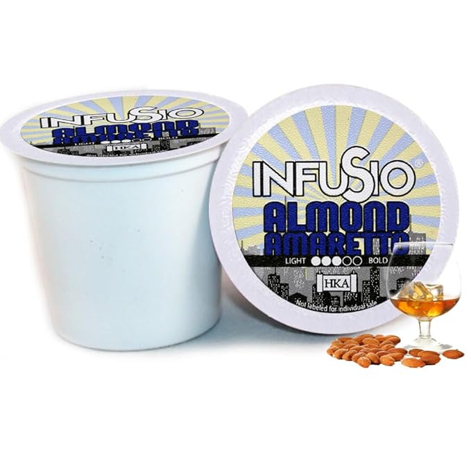 InfuSio Almond Amaretto Coffee pods, Single Serve Flavored Coffee Pods for Keurig K Cups Brewers