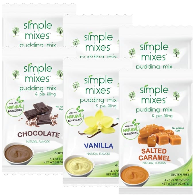 Simple Mixes Natural Instant Pudding & Pie Filling Mix Variety, Chocolate, Vanilla & Salted
