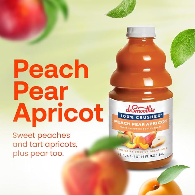 Dr. Smoothie 100% Crushed Peach Pear Apricot ??No Added Sugar, Made with Real Fruits/Fruit Juice