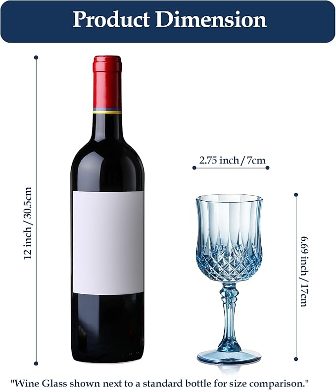 XUWAIDSGN 7oz Plastic Vintage Wine Glasses Drinking Glasses Unbreakable Wedding Glassware Crystal