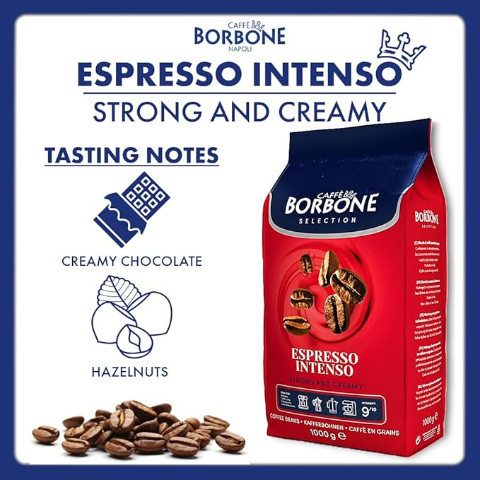 Caffe Borbone Whole Bean Coffee, Medium Roast Robusta Blend, Espresso Intenso, Strong and Creamy