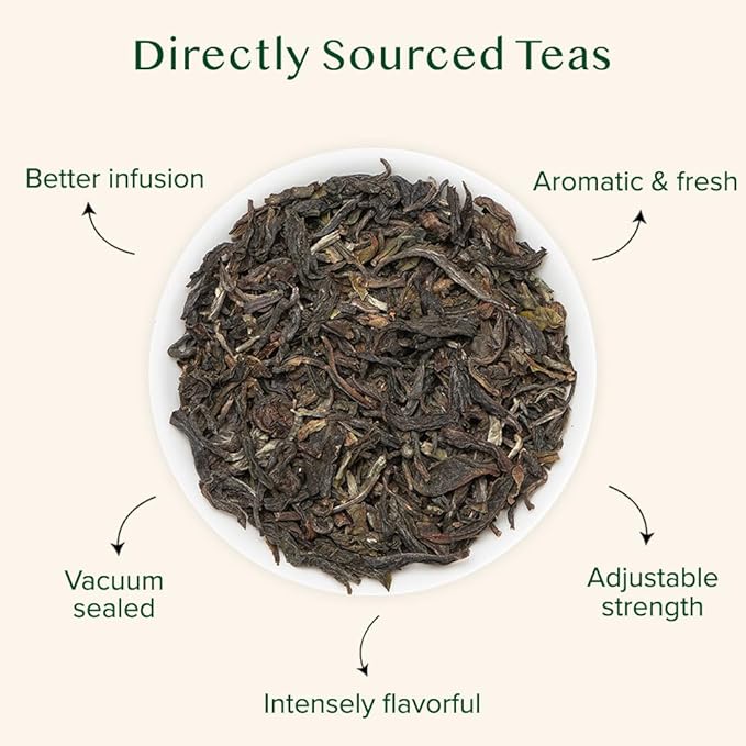 VAHDAM, First Flush Darjeeling Tea - 50 Cups (3.53oz) | Loose Leaf Black Tea - Flowery, Aromatic &