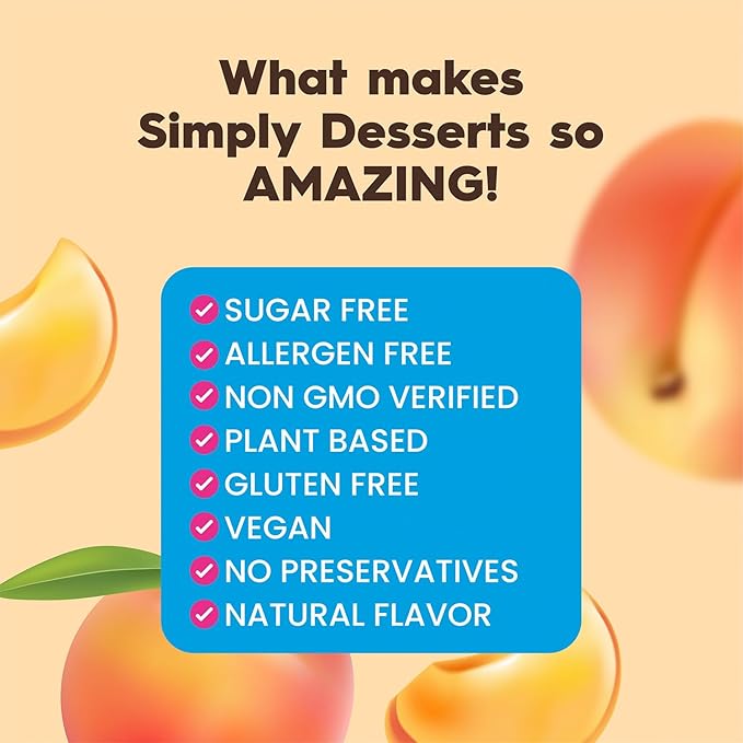 Simply Desserts Sugar-Free Peach Jel, 6-Pack - Vegan Dessert, Keto Snacks, Diabetic Friendly &