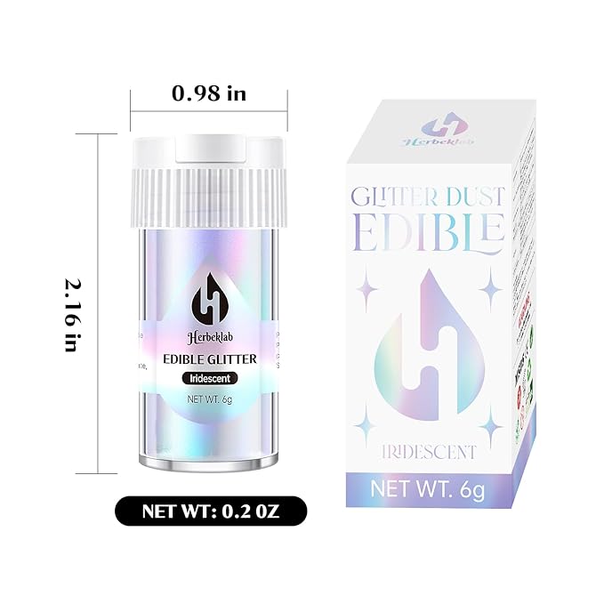 Iridescent Edible Glitter ??6g Rainbow Luster Dust Drink Glitter, Food Grade Shimmer Powder for