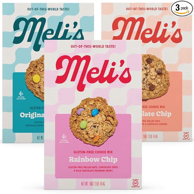 Meli?셲 Gluten Free Cookie Mix, Cookies Variety Pack - Original Monster, Chocolate Chip & Rainbow