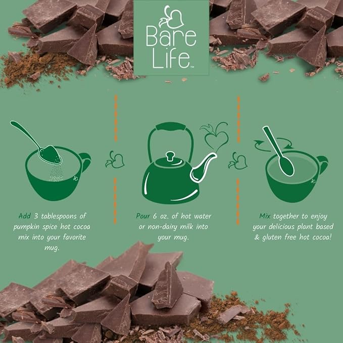 Bare Life: Instant Dairy Free Pumpkin Spice Hot Cocoa Mix - 10 Serving Pouch | Gluten Free, Vegan