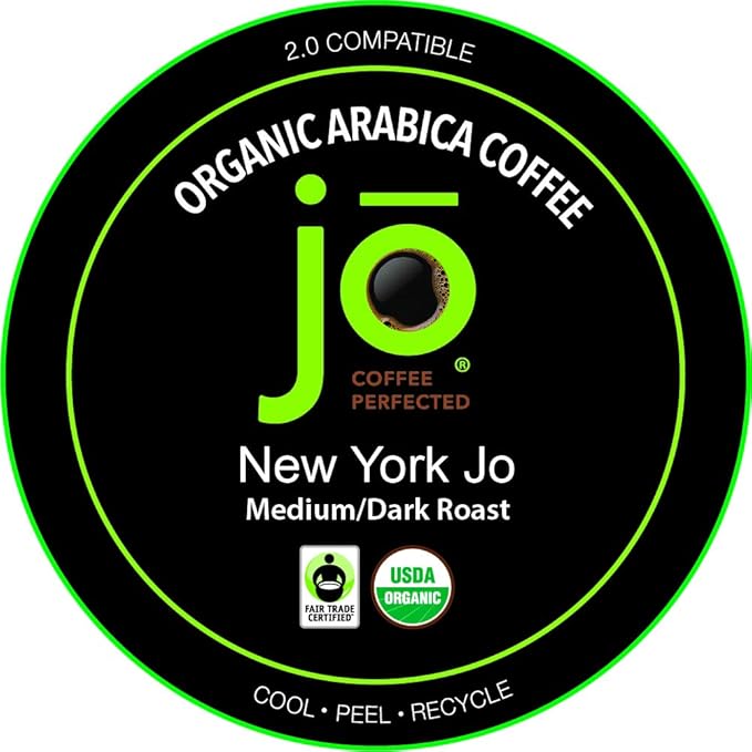NEW YORK JO: 48 Cups Medium Dark Roast Organic Coffee for Keurig K-Cup Compatible Brewers, Fresh